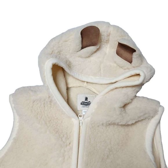Coldbreaker wool pile animal ear hood full zip winter vest - Picture 3 of 6